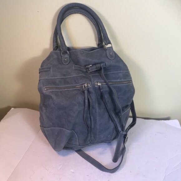 Roots Leather Bucket Tote & Wallet Crossbody Shoulder Bag Buckskin Zip Pockets - Picture 3 of 16